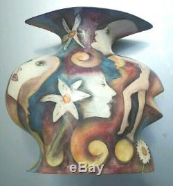 Vintage Large Harris Cies Studio Abstract Modern Art Pottery 2003 Vase Hand Made