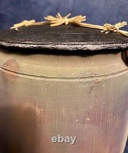 Vintage Large Southwestern Studio Pottery Raku Glazed Lidded Jar Signed 12.25