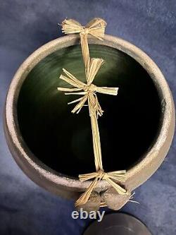 Vintage Large Southwestern Studio Pottery Raku Glazed Lidded Jar Signed 12.25