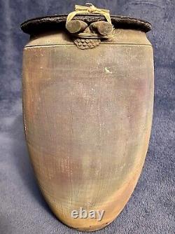 Vintage Large Southwestern Studio Pottery Raku Glazed Lidded Jar Signed 12.25