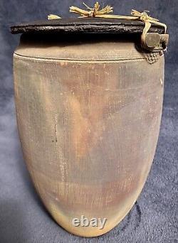 Vintage Large Southwestern Studio Pottery Raku Glazed Lidded Jar Signed 12.25