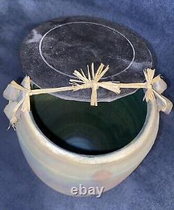 Vintage Large Southwestern Studio Pottery Raku Glazed Lidded Jar Signed 12.25