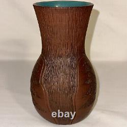 Vintage Large Studio Art Pottery Heavy Stoneware Vase Signed 7