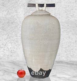 Vintage Large Studio Pottery Chinese Porcelain Lidded Floor Vase Urn