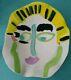 Vintage Large Studio Pottery Painting Bowl Portrait Colorful signed Tmast