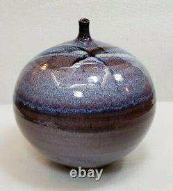 Vintage Large Studio Stoneware Pottery Weed Pot Vase Hand Thrown Drip Glaze
