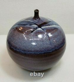 Vintage Large Studio Stoneware Pottery Weed Pot Vase Hand Thrown Drip Glaze