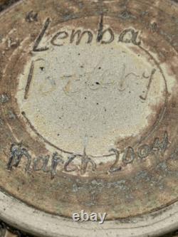 Vintage Lemba Studio Art Pottery large bowl Decorative textured Glaze MCM