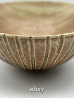 Vintage Lemba Studio Art Pottery large bowl Decorative textured Glaze MCM