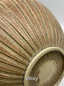 Vintage Lemba Studio Art Pottery large bowl Decorative textured Glaze MCM
