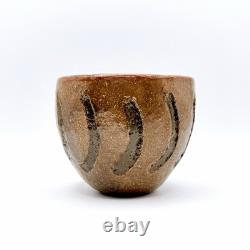 Vintage Leslie Studio Pottery Tea Cup Bowl Ceramic Glazed Hand Signed 2/62