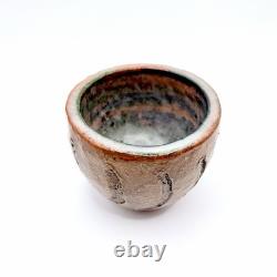 Vintage Leslie Studio Pottery Tea Cup Bowl Ceramic Glazed Hand Signed 2/62