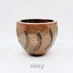 Vintage Leslie Studio Pottery Tea Cup Bowl Ceramic Glazed Hand Signed 2/62
