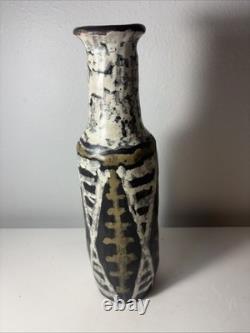 Vintage Livia Gorka Art Pottery Vase Abstract Hand Built Brutalist Hungarian MCM