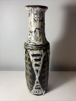 Vintage Livia Gorka Art Pottery Vase Abstract Hand Built Brutalist Hungarian MCM