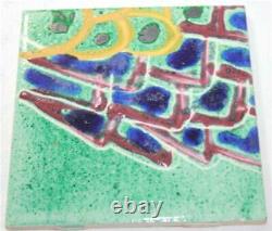 Vintage Lot of 12 Artist Signed Studio Pottery Drip Glazed Eiber 1986 Wall Tiles