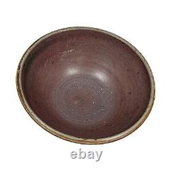 Vintage Louis Mideke Studio Art Pottery Pink Purple Beige Speckled MCM Bowl