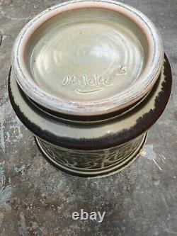 Vintage Louis Mideke Studio Pottery Abstract Glaze Vase. WA State Listed Artist