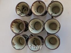 Vintage Louis Mideke Studio Pottery Coffee Cup Mug set of 9
