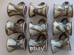 Vintage Louis Mideke Studio Pottery Coffee Cup Mug set of 9