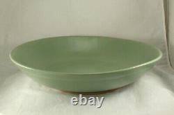 Vintage Luna Garcia Studio Pottery California Matte Green 13½ Low Bowl