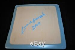 Vintage Luna Garcia Studio Pottery Matte Blue Square Plate Platter 11.5