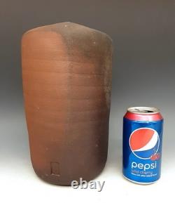 Vintage MALCOLM WRIGHT Signed Studio Art Pottery Brick Clay 10 Square Vase