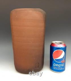 Vintage MALCOLM WRIGHT Signed Studio Art Pottery Brick Clay 10 Square Vase