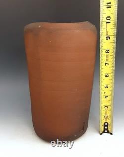 Vintage MALCOLM WRIGHT Signed Studio Art Pottery Brick Clay 10 Square Vase