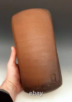 Vintage MALCOLM WRIGHT Signed Studio Art Pottery Brick Clay 10 Square Vase