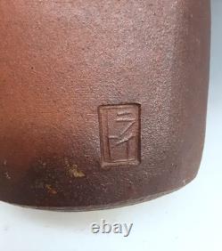 Vintage MALCOLM WRIGHT Signed Studio Art Pottery Brick Clay 10 Square Vase