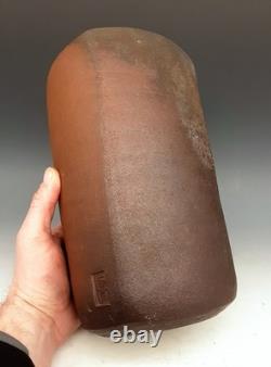 Vintage MALCOLM WRIGHT Signed Studio Art Pottery Brick Clay 10 Square Vase