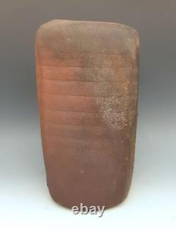 Vintage MALCOLM WRIGHT Signed Studio Art Pottery Brick Clay 10 Square Vase