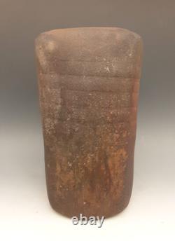Vintage MALCOLM WRIGHT Signed Studio Art Pottery Brick Clay 10 Square Vase