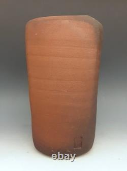 Vintage MALCOLM WRIGHT Signed Studio Art Pottery Brick Clay 10 Square Vase