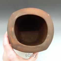 Vintage MALCOLM WRIGHT Signed Studio Art Pottery Brick Clay 10 Square Vase