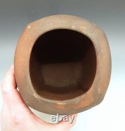 Vintage MALCOLM WRIGHT Signed Studio Art Pottery Brick Clay 10 Square Vase