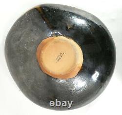 Vintage MARK KERAM Green & Brown Glaze Ceramic Bowl Mid Century Studio Pottery
