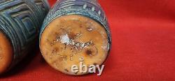 Vintage MCM 4 Puerto Rican Studio Pottery Gray Blue Tumblers Signed