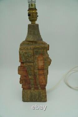 Vintage/MCM BERNARD ROOKE studio Pottery Brutalist Lamp Base. Working