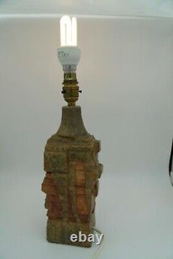 Vintage/MCM BERNARD ROOKE studio Pottery Brutalist Lamp Base. Working