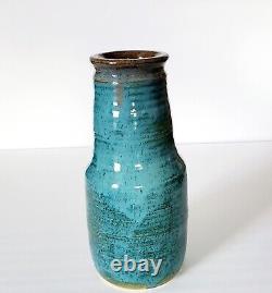 Vintage MCM Ceramic Studio Art Pottery Vase 10h Signed