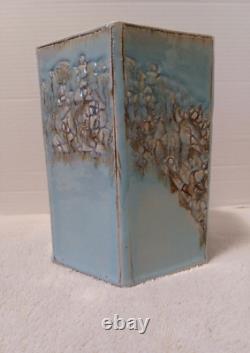 Vintage MCM Ceramic Studio Art Pottery Vase 8.5 Tall Hexagon Signed Spillman