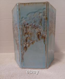 Vintage MCM Ceramic Studio Art Pottery Vase 8.5 Tall Hexagon Signed Spillman