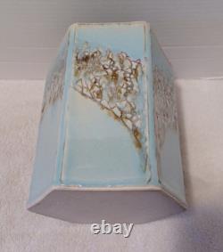 Vintage MCM Ceramic Studio Art Pottery Vase 8.5 Tall Hexagon Signed Spillman