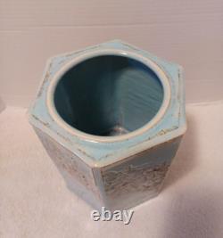 Vintage MCM Ceramic Studio Art Pottery Vase 8.5 Tall Hexagon Signed Spillman