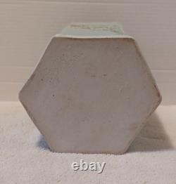 Vintage MCM Ceramic Studio Art Pottery Vase 8.5 Tall Hexagon Signed Spillman