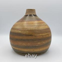 Vintage MCM Gordon Martz Marshall Studios Brown Art Pottery Signed Vase 6.75