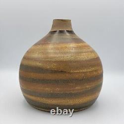 Vintage MCM Gordon Martz Marshall Studios Brown Art Pottery Signed Vase 6.75