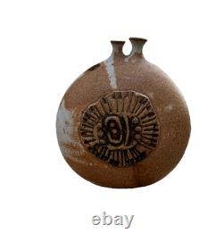 Vintage MCM Isabel Parks, Warren Hullow Brutalist Ceramic Weedpot/Vase, Signed